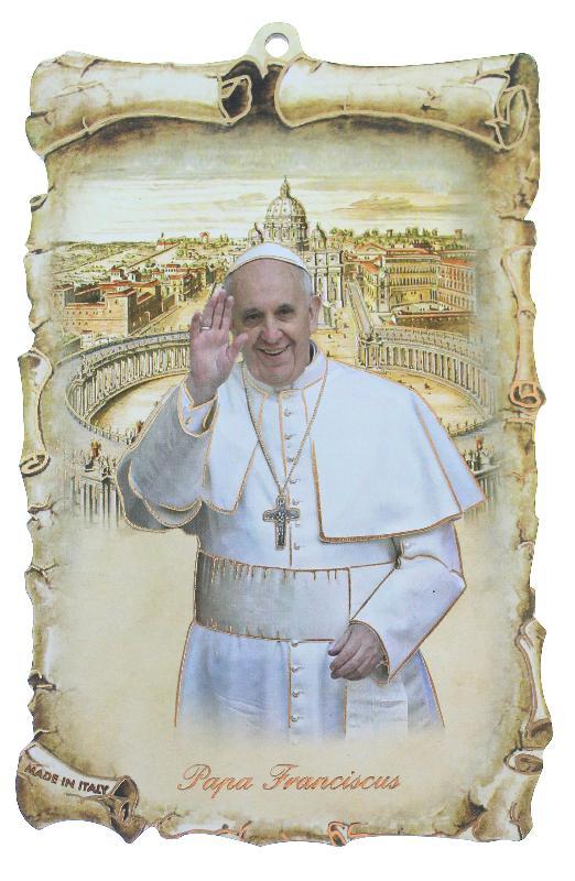 tavoletta sagomata 10x15 cm papa francesco vaticano