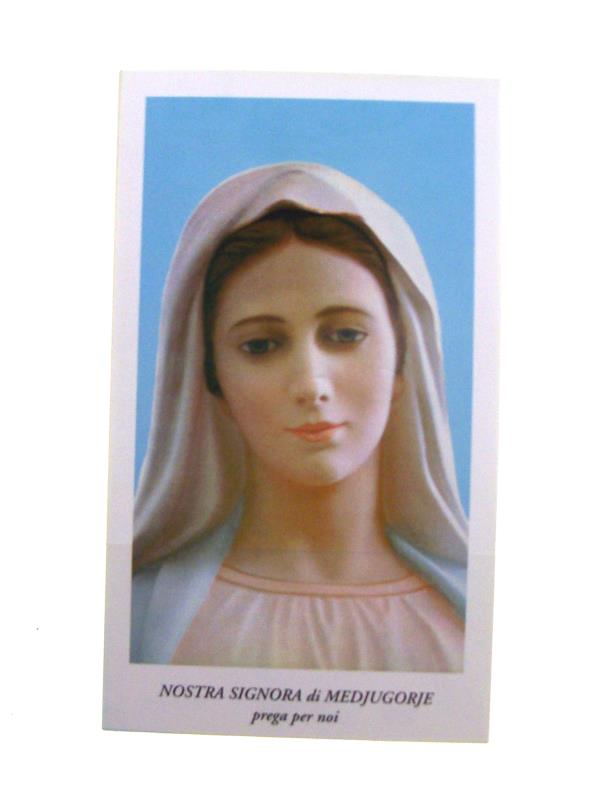 santini con preghiera confezione 100 pz madonna di medjugorie volto