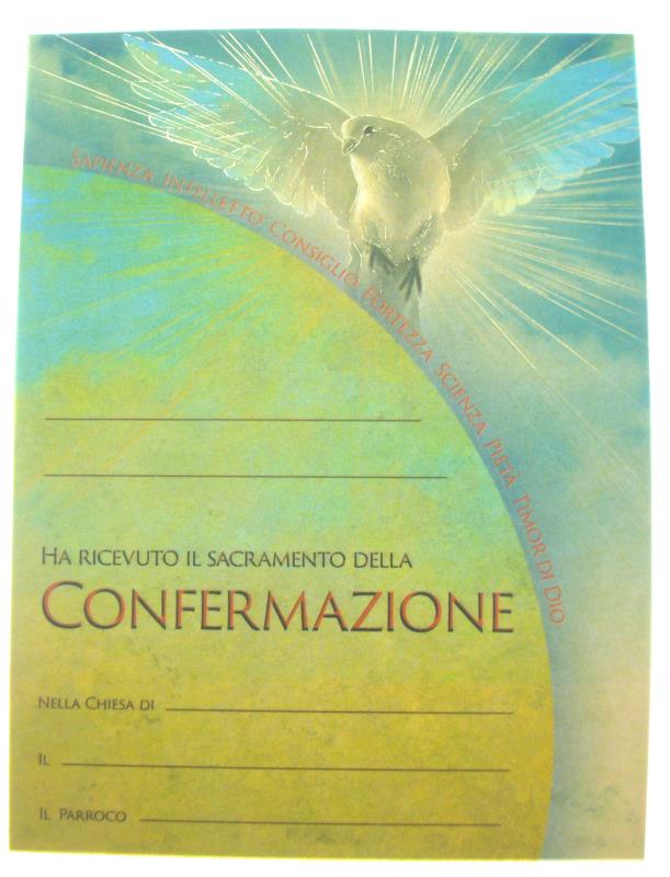 pergamena ricordo sacramenti cm 18x24 cresima spirito santo