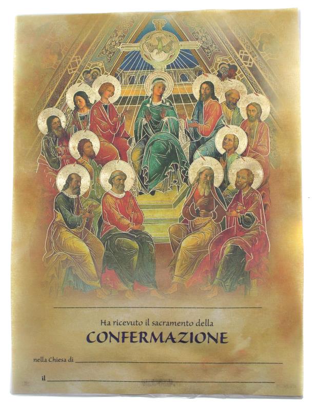 pergamena ricordo sacramenti cm 18x24 cresima discesa spirito santo