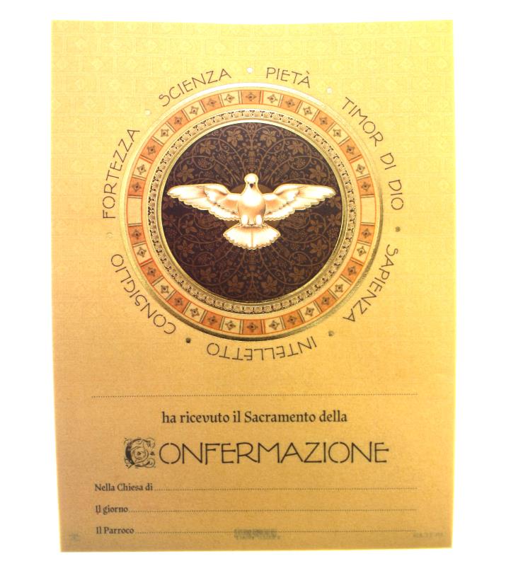 pergamena ricordo sacramenti cm 18x24 cresima colomba 2020