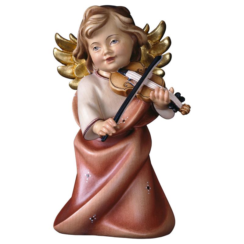 angelo cuore con violino. 9 cm.scolpito in legno d