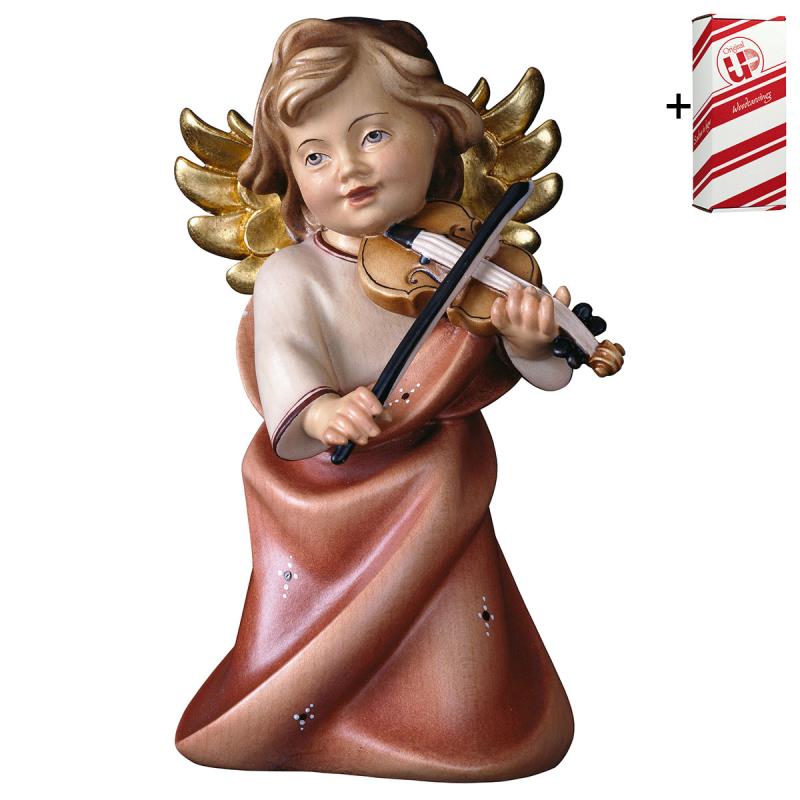 angelo cuore con violino + box regalo. 6 cm.scolpi
