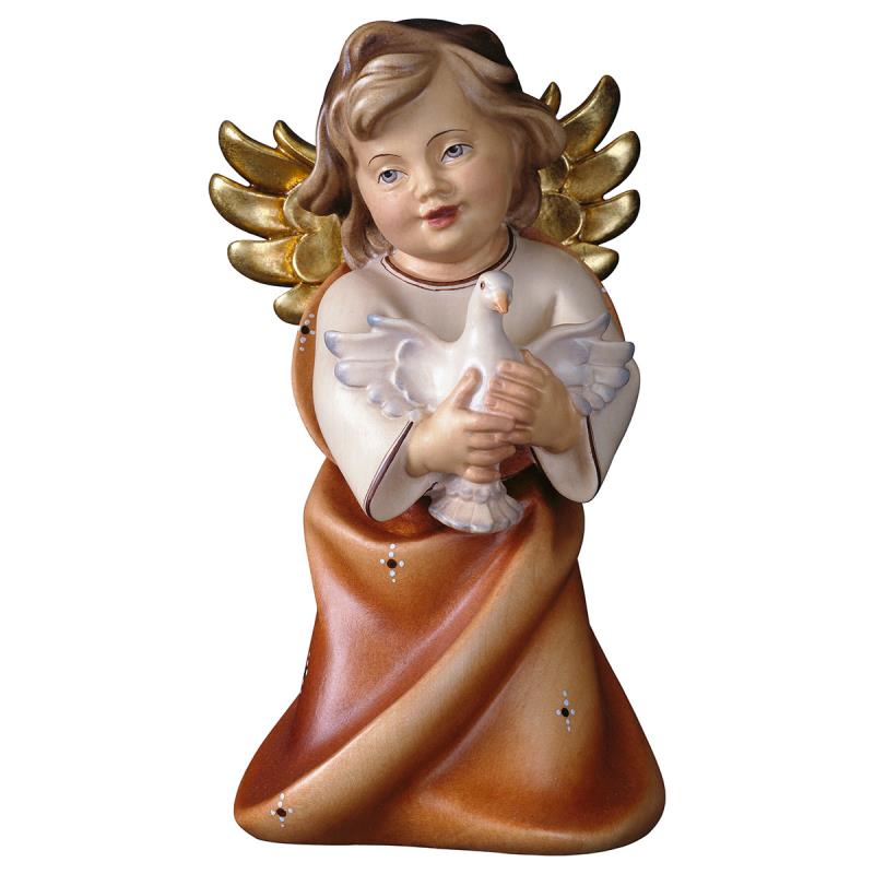 angelo cuore con colomba. 11 cm.scolpito in legno