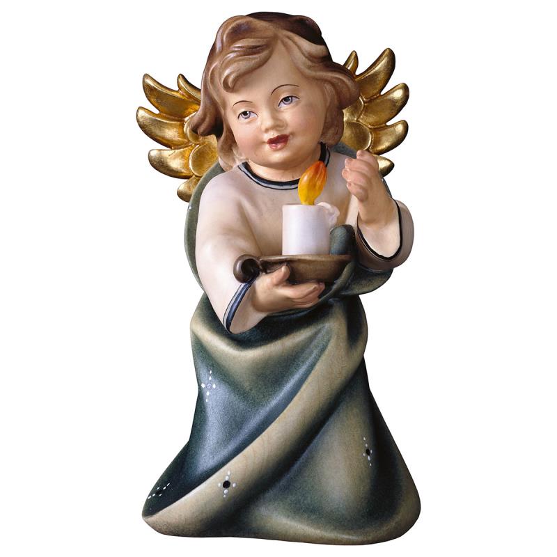 angelo cuore con candela. 23 cm.scolpito in legno