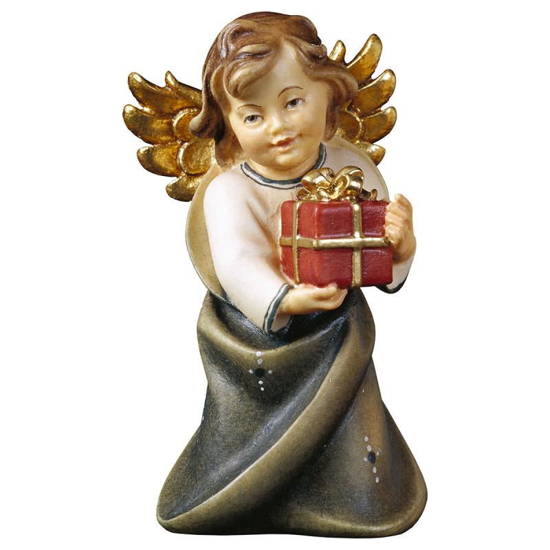 angelo cuore con regalo. 11 cm.scolpito in legno d