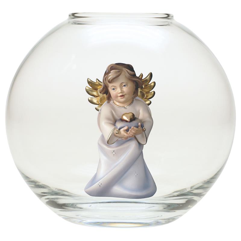 angelo cuore con cuore sfera vetro. 9(ø13)cm.sco