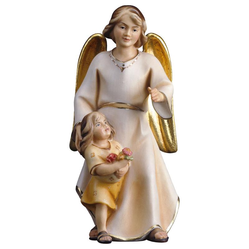angelo custode moderno con bambina. 19 cm.scolpito
