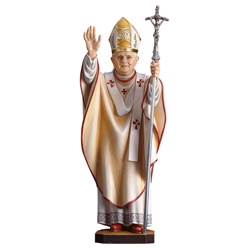 papa benedetto xvi. 16 cm.scolpito in legno di ace