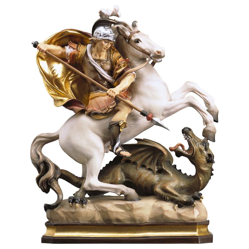s. giorgio a cavallo con drago. 70 cm.scolpito in