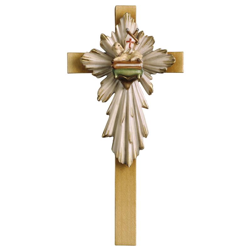 croce agnello pasquale. 25 x12 cm.scolpito in legn