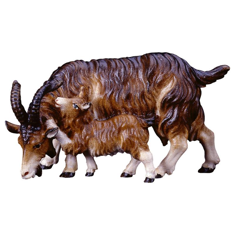 ul capra con capretta. 10 cm.scolpito in legno di