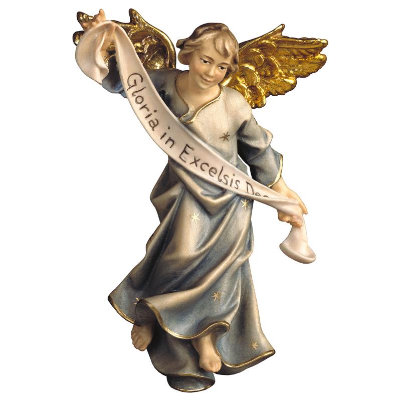 pa angelo gloria (blu). 12 cm.scolpito in legno di