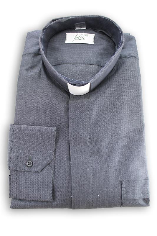 camicia clergy spinato manica lunga grigio scuro