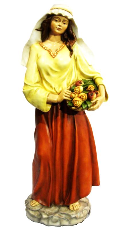 donna con fiori cm 110 resina infrangibile