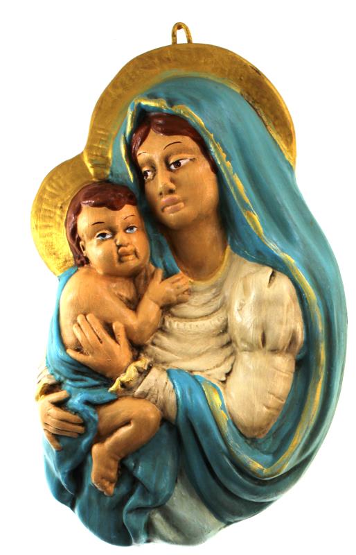 formella terracotta madonna con bambino decorata