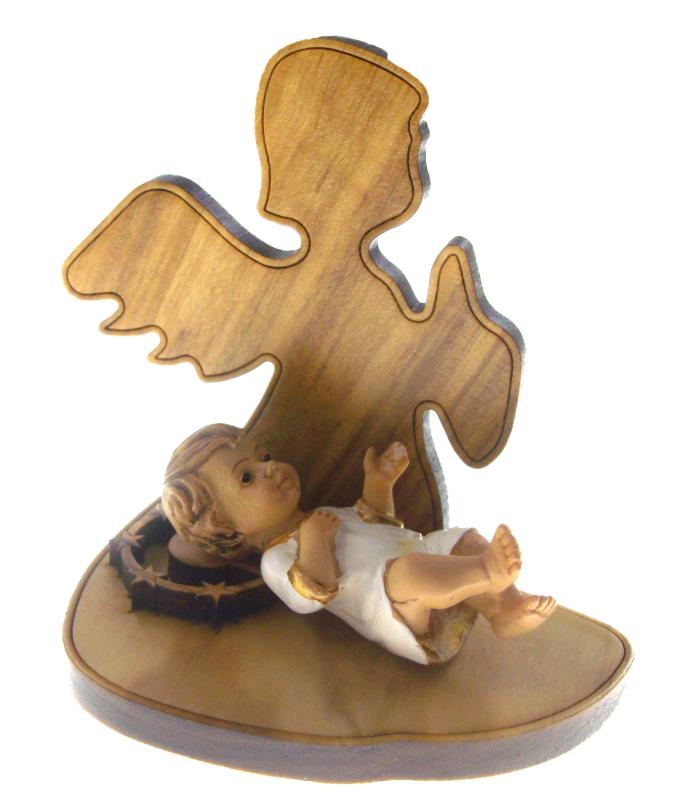 angioletto legno ulivo con gesu bambino
