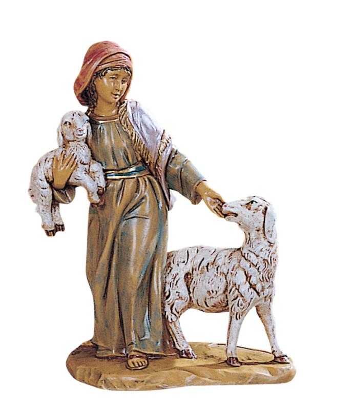 donna con pecora presepe cm 12 fontanini