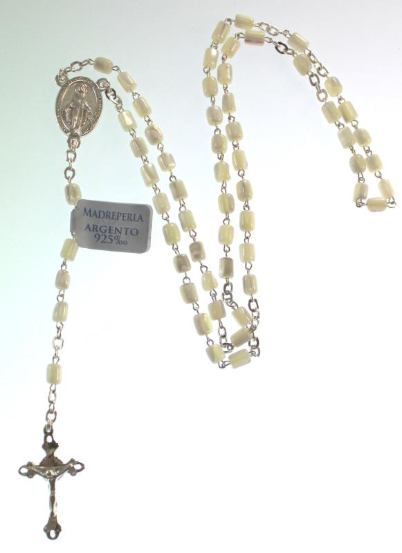 rosario in argento e madreperla
