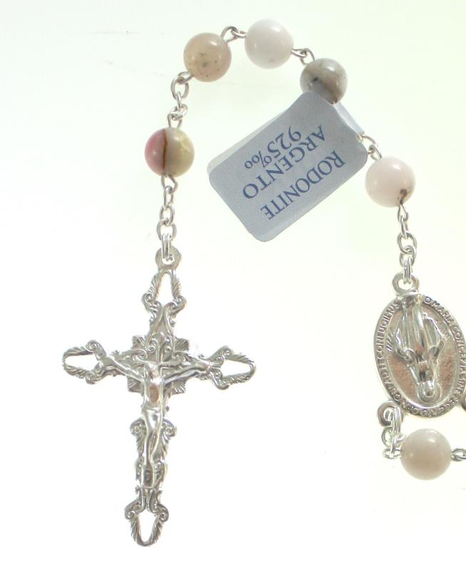 rosario in argento e grani in pietra dura 6 mm tu