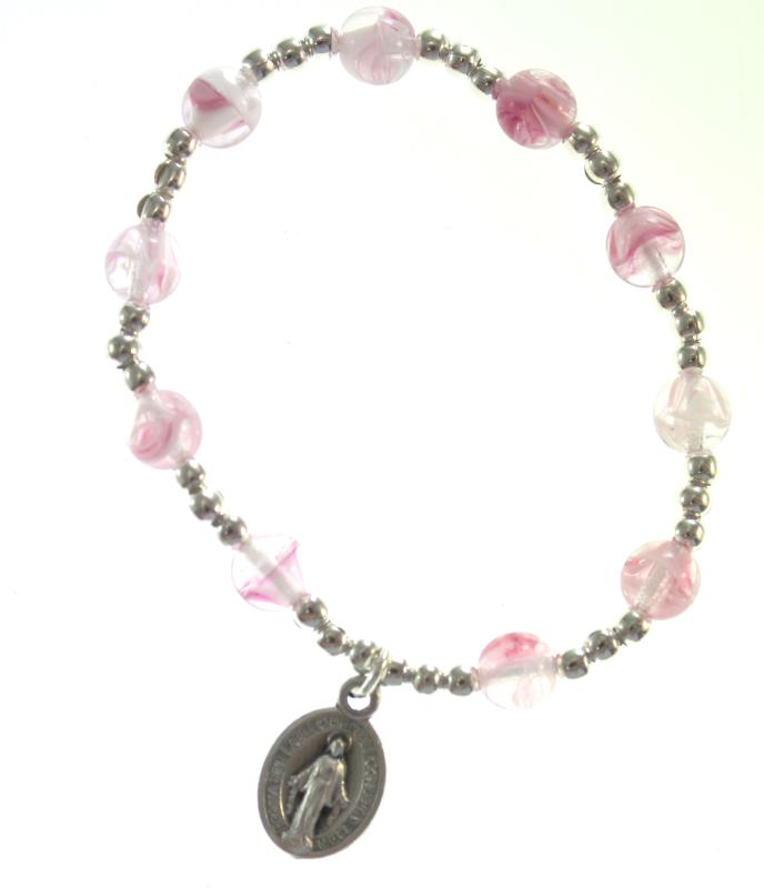 braccialetto  rosario per bimbi rosa