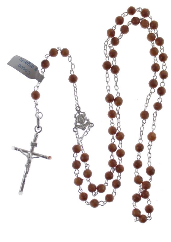 rosario in argento e cocco