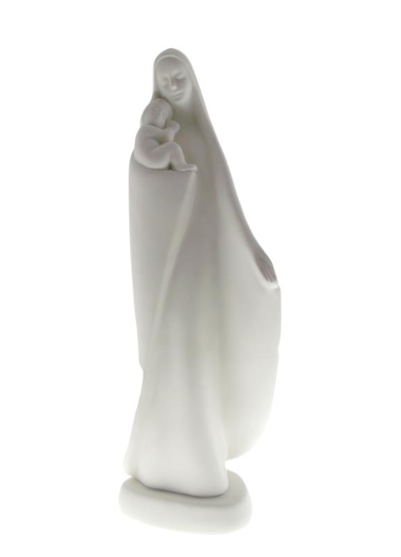 statua madonna con bambino porcellana cm 34