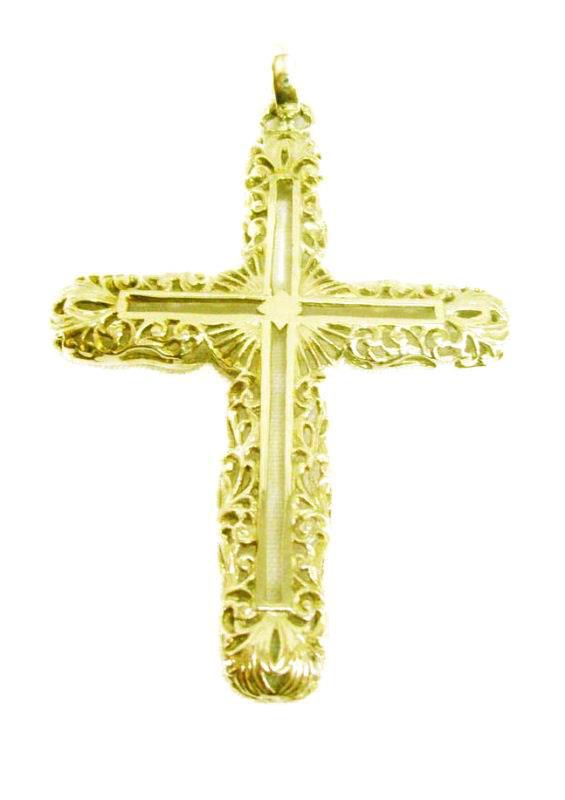 croce pettorale in argento placcato oro cm
