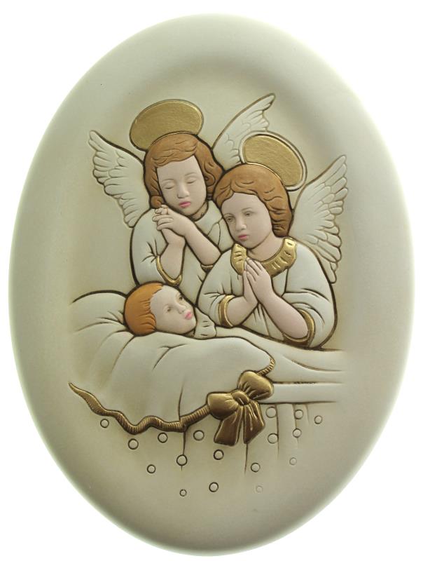 quadro in ceramica angelo custode 13x17
