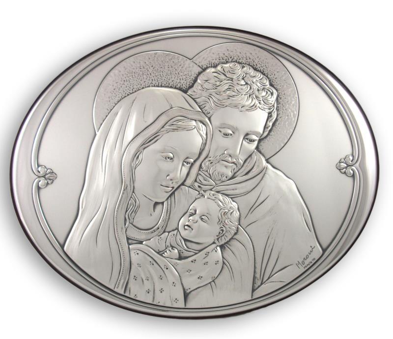 quadro sacra famiglia legno argento cm 10x13