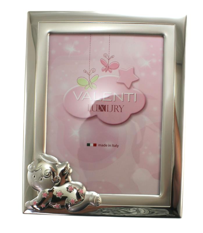 cornice in argento angelo stelle cm 18x24 rosa