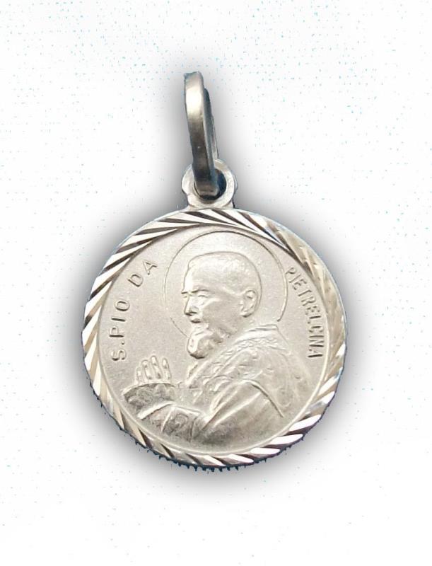 medaglia padre pio in argento cm 1,40