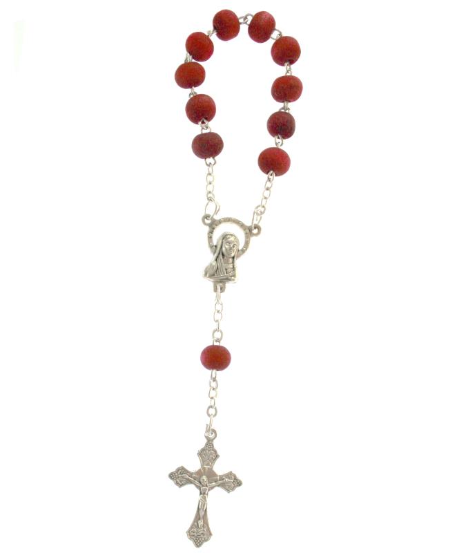 rosario a decina in legno profumato rosa