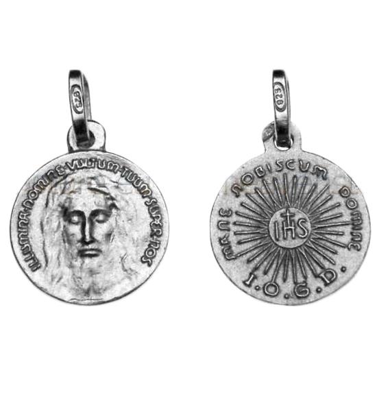medaglia santo volto in argento Ø 1,4 cm