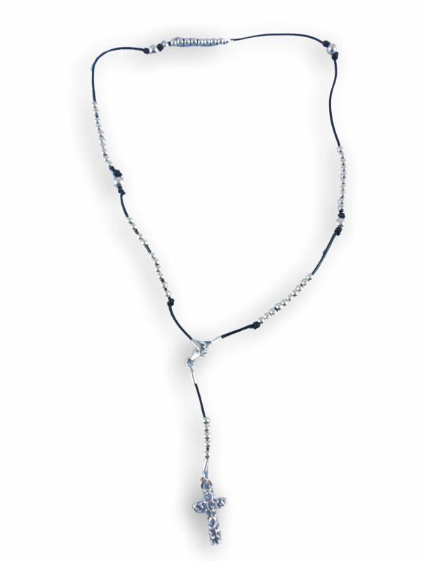 rosario corda con grani argento Ø mm 5