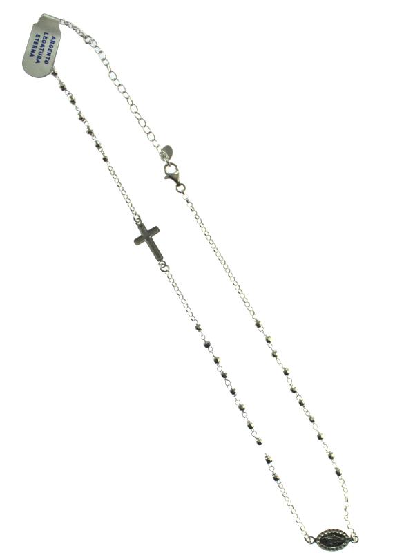 collana rosario in argento con apertura mm 2
