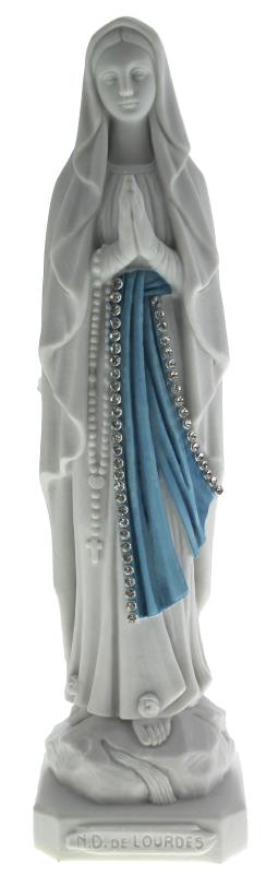 statua madonna di lourdes bianca  strass altezza 25 cm