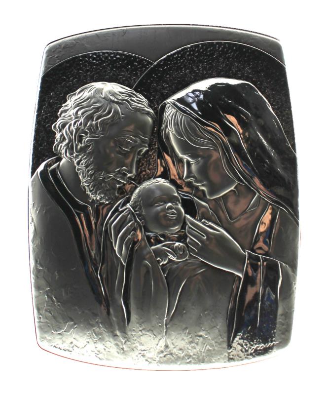 quadro sacra famiglia legno e argento formato15x18 cm
