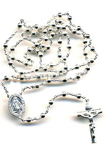 rosario in argento con chiusura mm 2,5