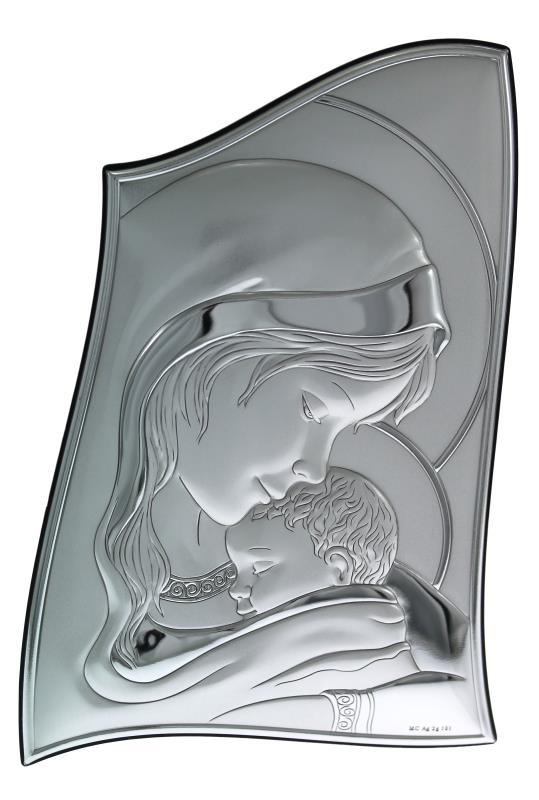 quadretto madonna con bambino in argento