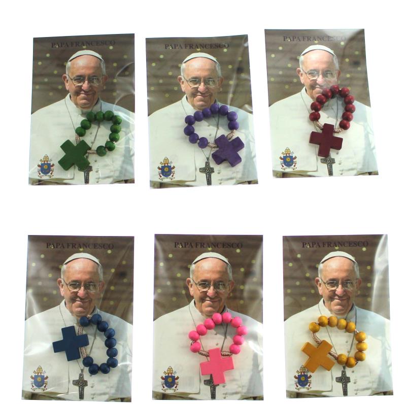 decina rosario papa francesco legno colorato tu