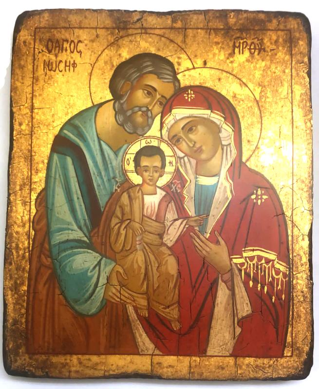 icona dipinta sacra famiglia 18x22