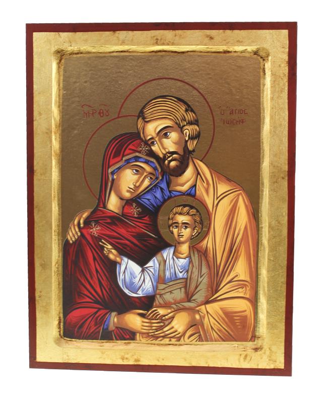 icona su tavola sagomata scavata icona sacra famiglia