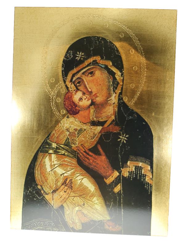 quadro in legno e foglia oro 50x70 cm madre di dio vladimir