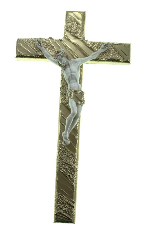 crocifisso croce dorata cm 27 avorio