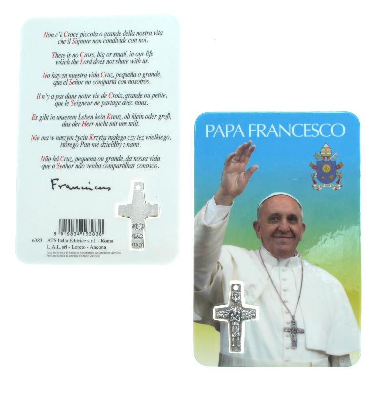 santino papa francesco con croce mignon