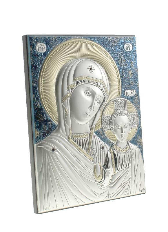 icona su tavola legno e lamina argento formato 20x15 cm