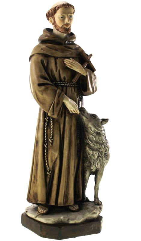 statua san francesco con lupo cm 30