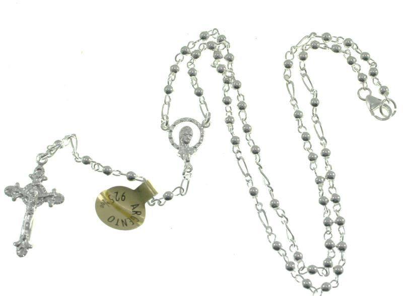 rosario in argento mm 3 con chiusura