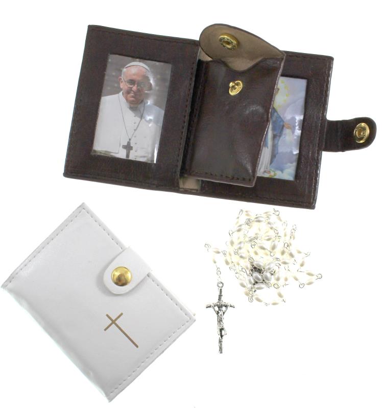 astuccio rosario con papa francesco